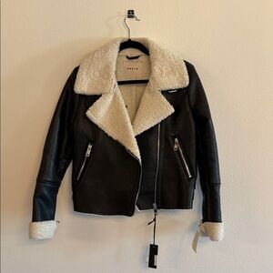 Blank NYC Black and Cream Leather Jacket